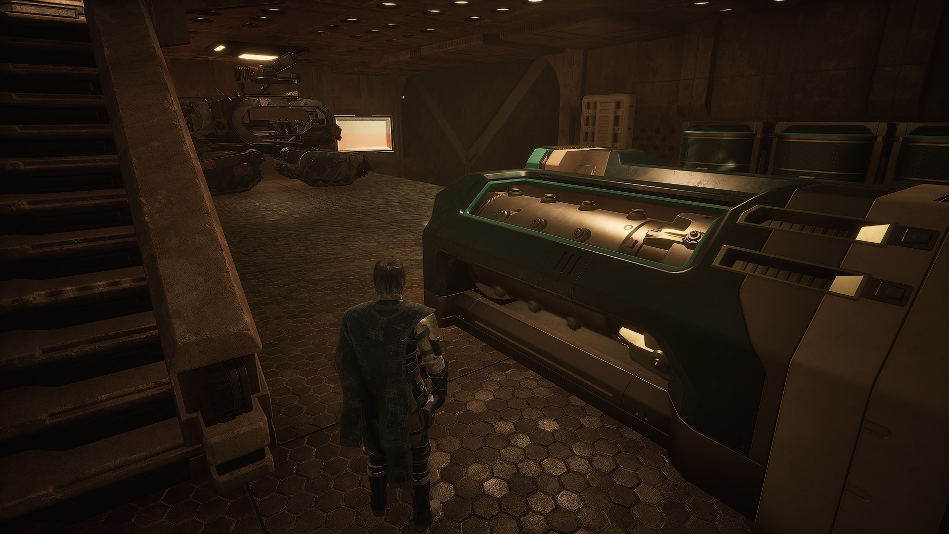 Garage and equipment area inside the Anvil Hub