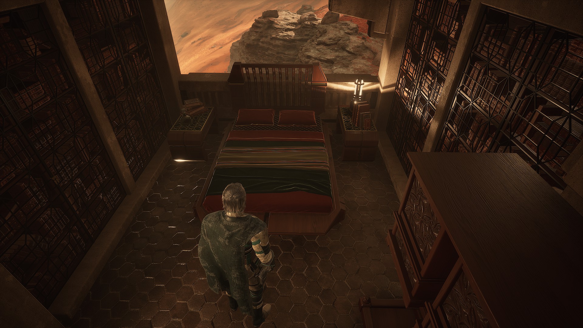 Compact personal quarters with book storage